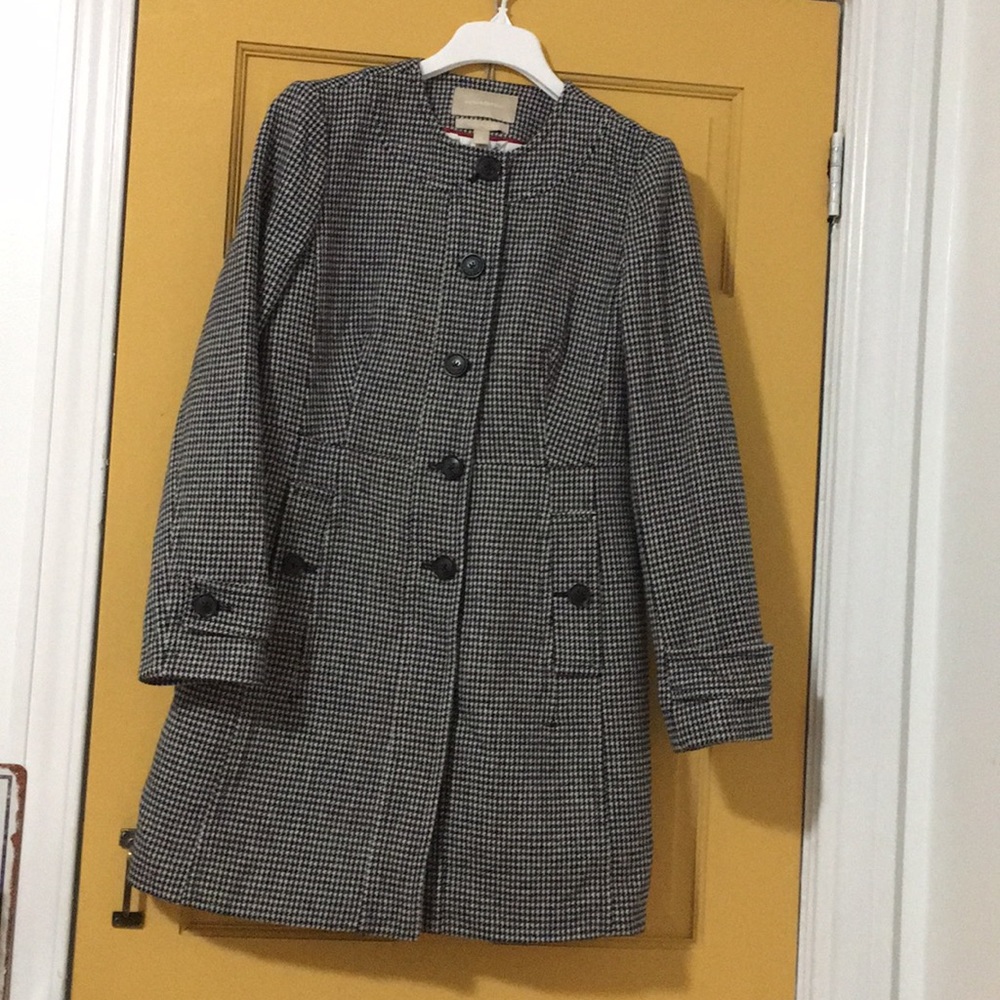 Banana Republic Houndstooth Wool Peacoat
